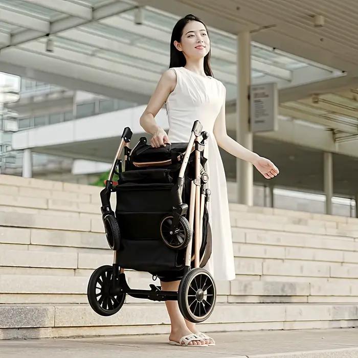 Poussette bébé, avec pliage automatique, position inclinable et allongée, compacte et légère, auvent