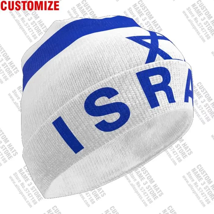 Israël tricoté chapeaux nom personnalisé gratuit hiver froid pull arabe Isr Judaïsme drapeaux hébreu