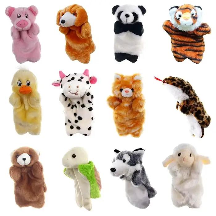 Marionnette à main en forme d'animal, poupées de chat, marionnettes en peluche pour contar histoires