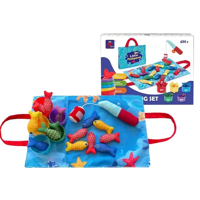 Jouets Montessori pour bébés, jeu de pêche en tissu 10 en 1, avec tasses empilables, comptage des no
