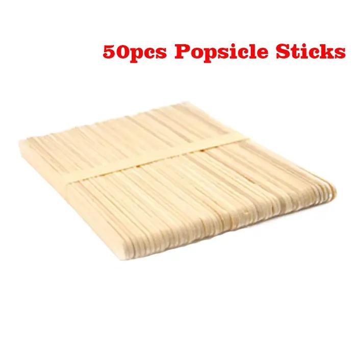 Bâtonnets de sucettes glacées 50 pièces, bâtonnets en bois pour artisanat, bâtonnets de crème glacée