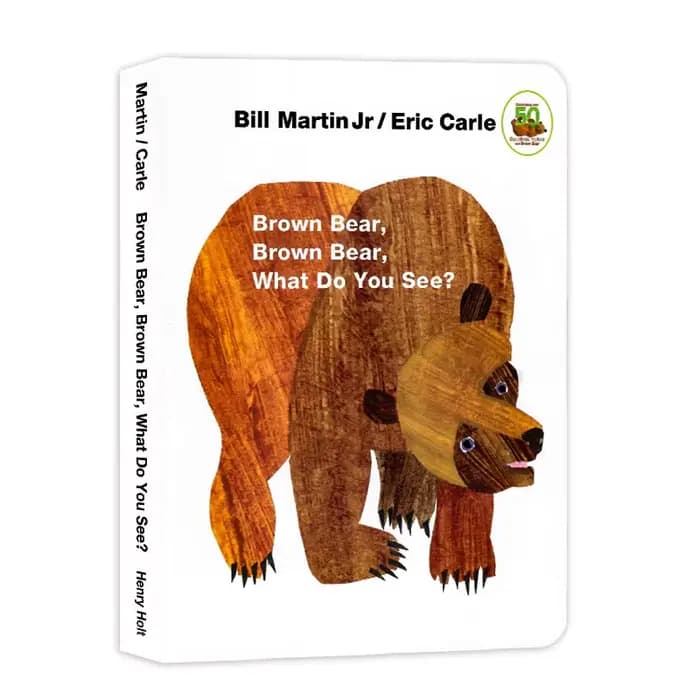 Ours brun, qu'est-ce que tu vois? Livre cartonné anglais, apprentissage précoce de l'anglais pour le