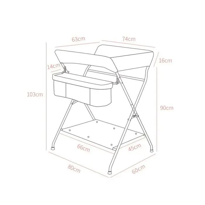 Station de change mobile, table à langer pliable avec panier de rangement pour nouveau-nés et tout-p