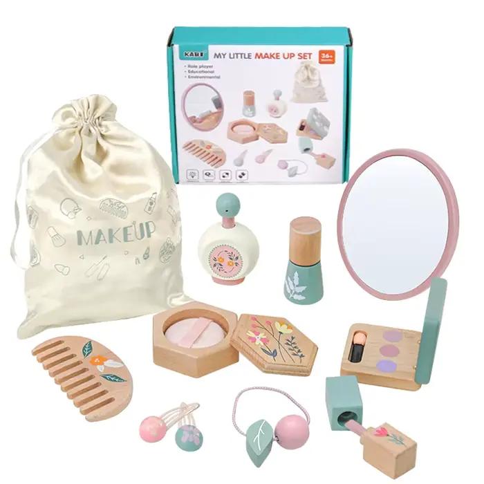 Jouets de maquillage en bois, ensemble de maquillage de Simulation, coiffeuse de maquillage pour fil