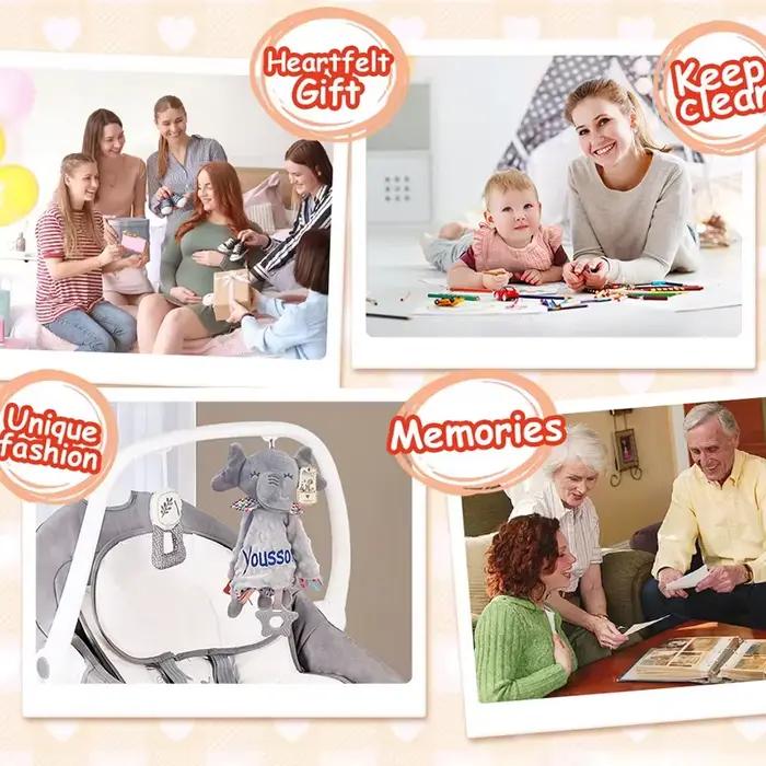 Doudou personnalisé avec nom, lapin en peluche et hochet en silicone pour bébés – Cadeau idéal pour 