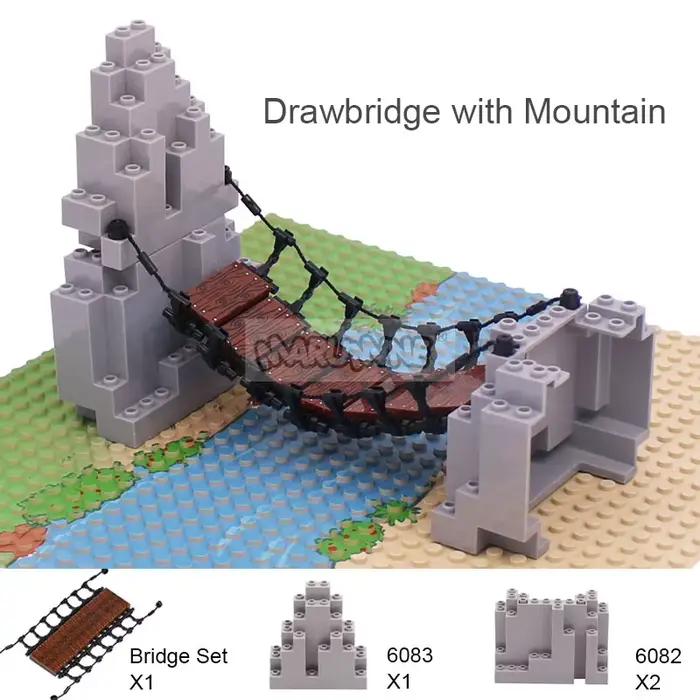 Marmine MOC blocs pont à tirage ensemble montagne Jungle forêt Construction briques de Construction 