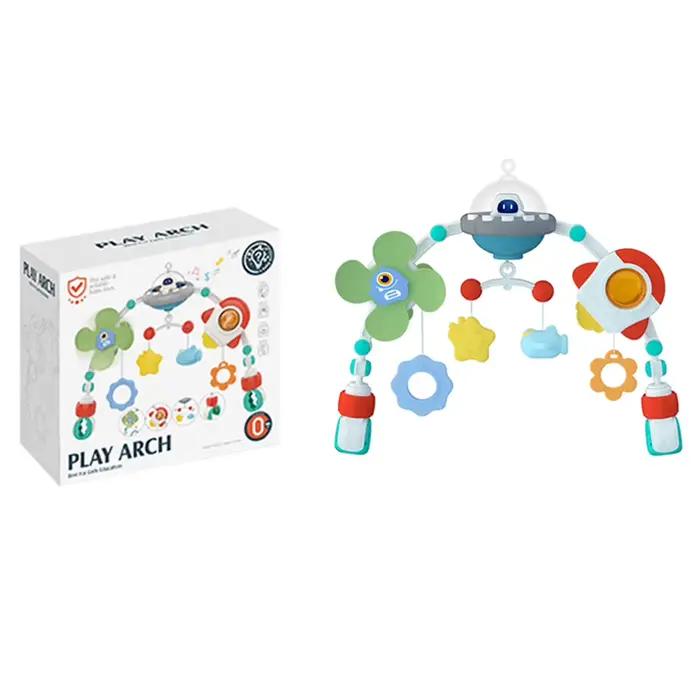Arc de poussette pour bébé, jouets de berceau, musique, videurs rotatifs, motricité Fine, développem