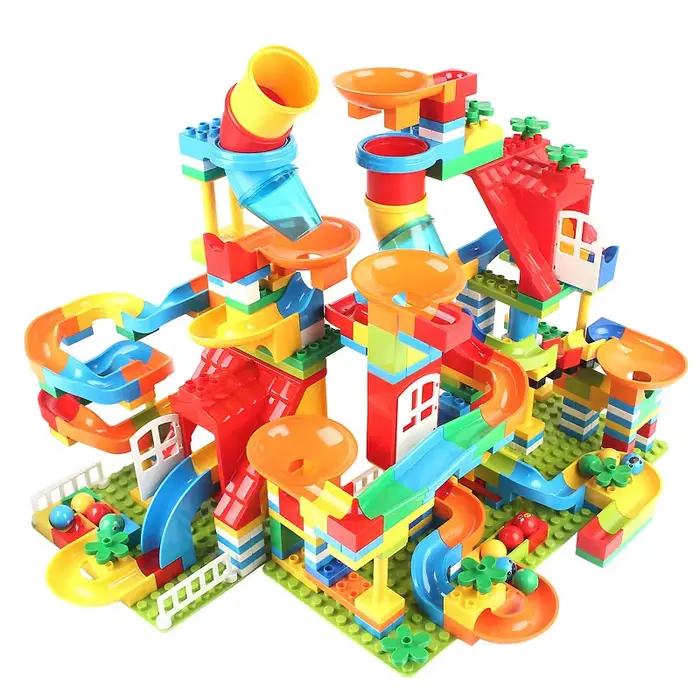 Grands blocs de construction en marbre, piste de course, partie de dinosaure, Compatible avec grande