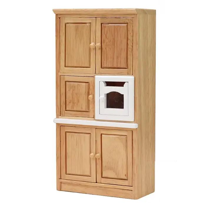 Maison de poupée en bois, meubles de cuisine, évier, poêle, armoire, tabourets de comptoir, accessoi