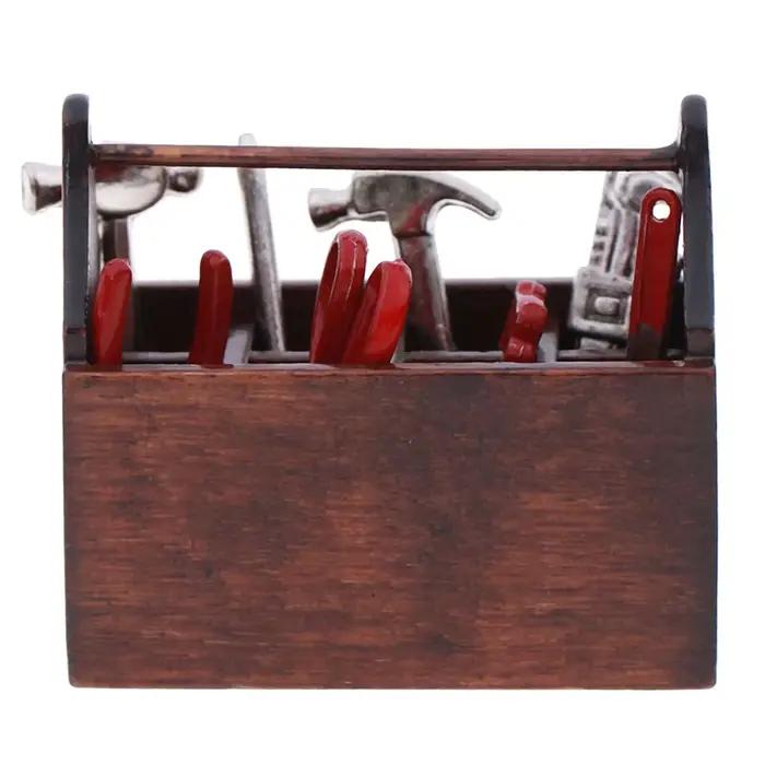 Boîte à outils Miniature pour maison de poupée 1:12, ensembles d'outils faits à la main, modèle acce