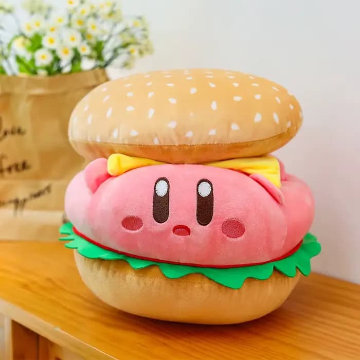 Peluche Kirby en forme de burger, adorable animal en peluche pour enfants, cadeau d'anniversaire, po