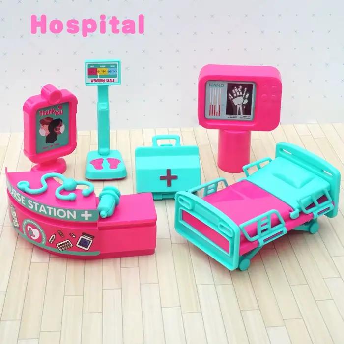 Enfants jouet 1:12 maison de poupée meubles Miniatures salle de classe hôpital Burgershop forêt Anim