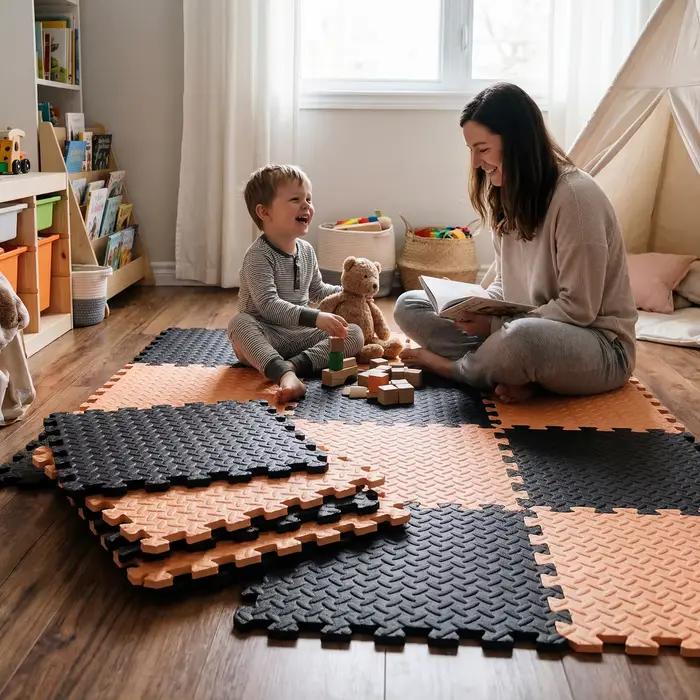 Tapis de jeu pour bébé 16 pièces 60x60cm, tapis puzzle en mousse EVA 1cm, tapis de sol pour enfants,