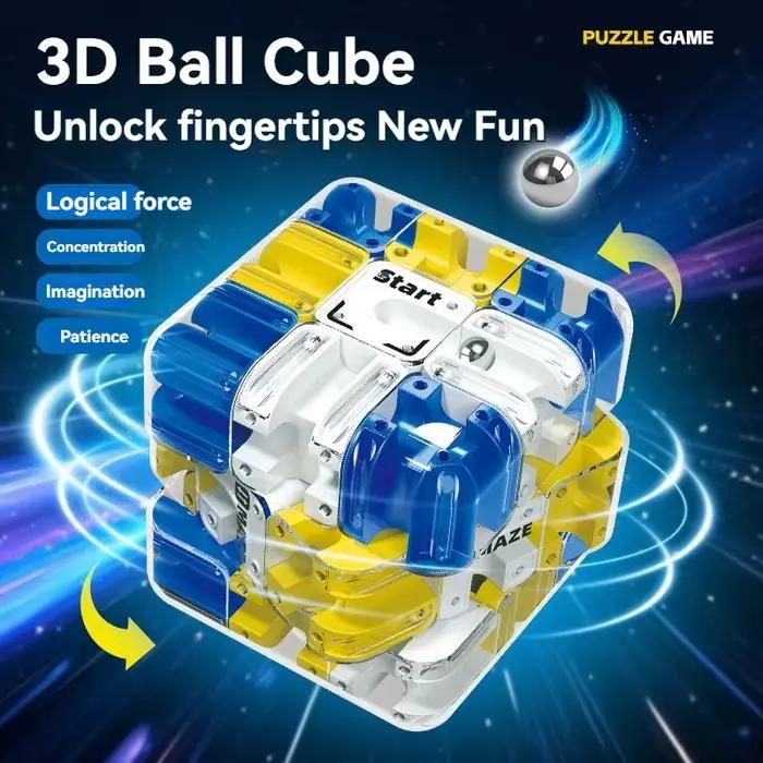 Cube à boule rotative 3D populaire 2026, cube de troisième ordre, labyrinthe de piste polyvalent, jo