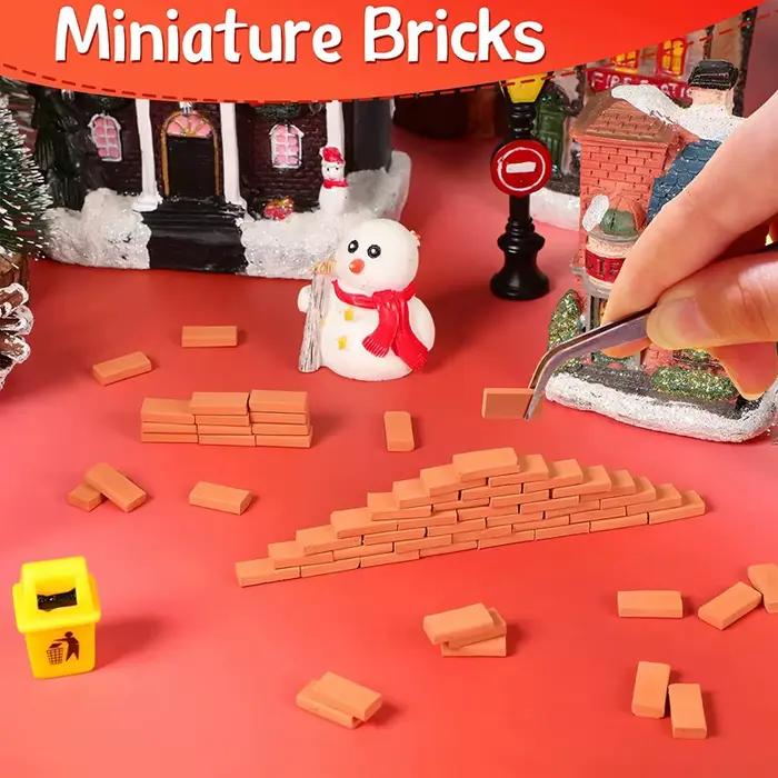 200 pièces Mini briques pour aménagement paysager briques miniatures mur de briques petites briques 