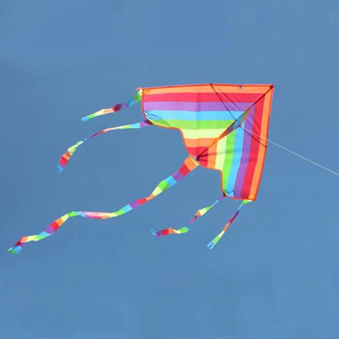 Easy Fly-Cerf-volant coloré arc-en-ciel pour enfants, sports de plein air, jouets de plage amusants 
