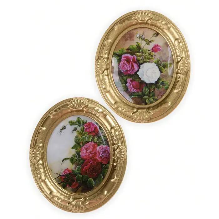 2 pièces de peintures murales miniatures à l'huile pour maison de poupée : accessoires de décoration