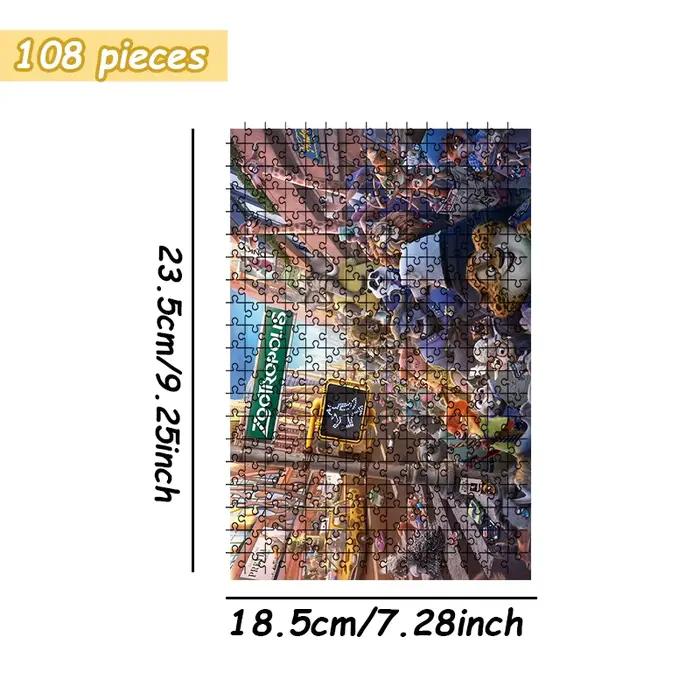 Puzzle en bois Zootopia City Street Full Cast - Collection classique du monde du cinéma Disney pour 