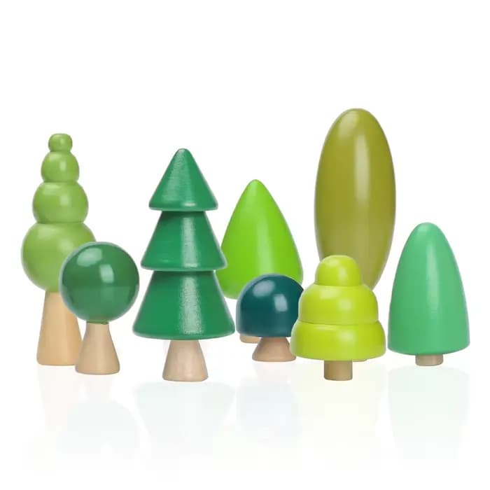 Blocs de construction en bois en forme d'arbre de forêt, jouet de simulation d'arbre vert Montessori