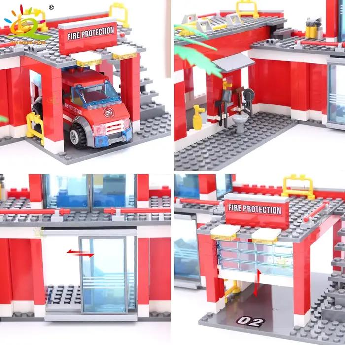 HUIQIBAO 774 pièces ville pompier modèle blocs de Construction garçons pompier camion éducatif Const