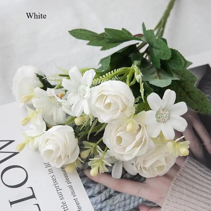 Bouquet de roses de 12,5 pouces, fleurs de mariée à main, arrière-plan Floral, décoration de mariage