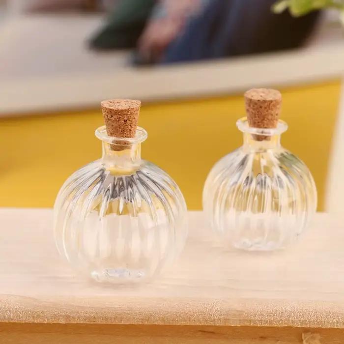 1/2/3/10PCS 1:12 Dollhouse Miniature Mini Bouteille En Verre Couvercle En Liège Rikiki Flacons Modèl