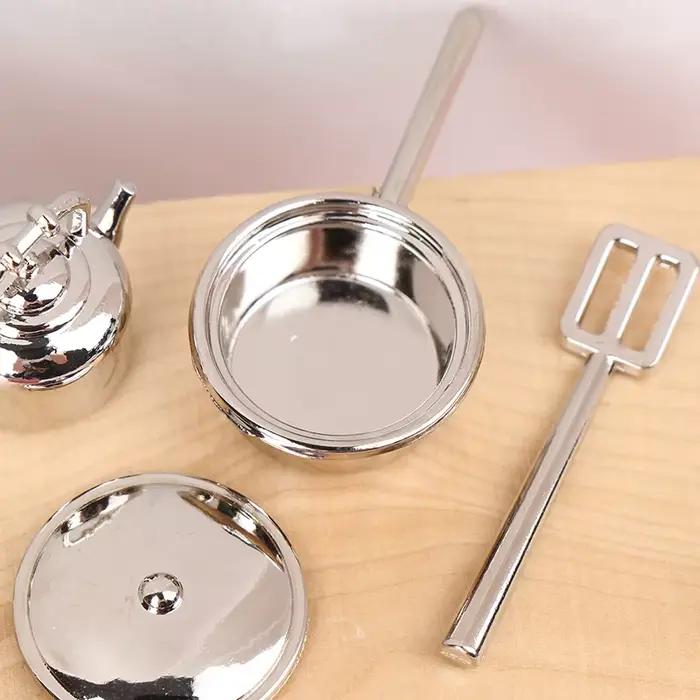 Miniature Metal Mini Pot Set, Butter House Kitchen Furnitures, Cookware Pans, Food Toys Set, DIY Sce