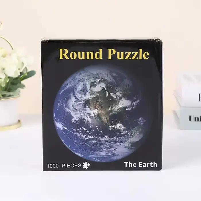 1000 pièces adulte rond lune Puzzle espace thème défi difficile casse-tête apprentissage éducatif am