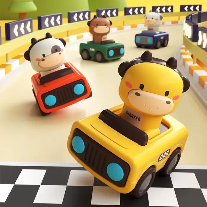 Jouet de voiture d'animal de dessin animé-presse pour déplacer un jeu de véhicule amusant pour les e