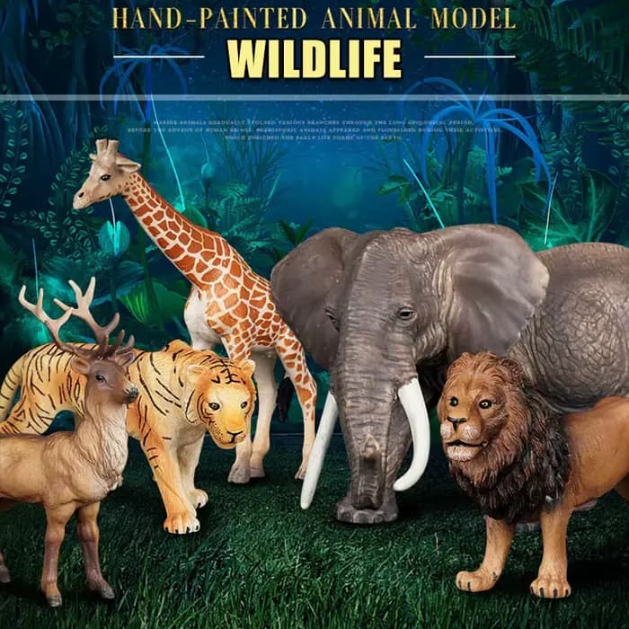 Simulation d'animaux sauvages, éléphant, Lion, Graffe, ours brun, Figurines d'action, faune, cerf Si