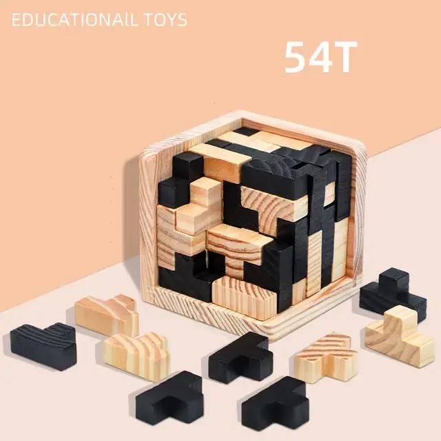 Puzzle Cube 3D Luban, jouet éducatif créatif en bois, cerveau, qi, esprit, jeu d'apprentissage préco