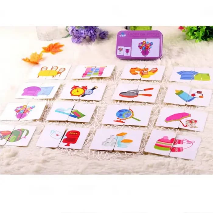 Puzzle bébé Montessori jouets éducatifs jeux de Puzzle en bois boîte en fer enfants animaux Puzzles 