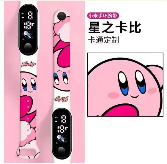 Montre numérique Kirby pour enfants, jouet électronique LED, blanc, rose, mignon, personnage de dess