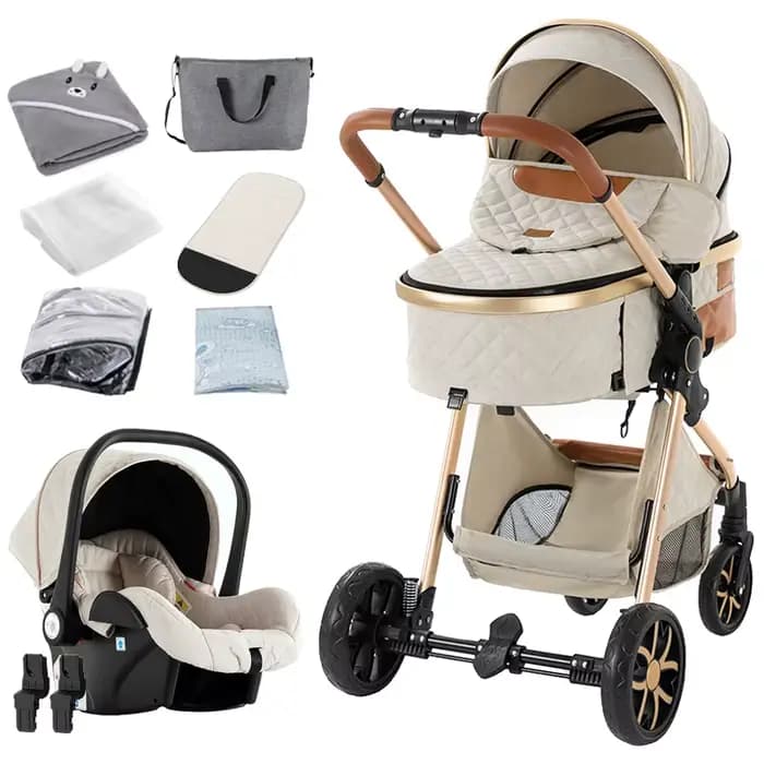 Poussette 3 en 1 confortable, système de voyage et poussette de ville avec mode couchage complet, si
