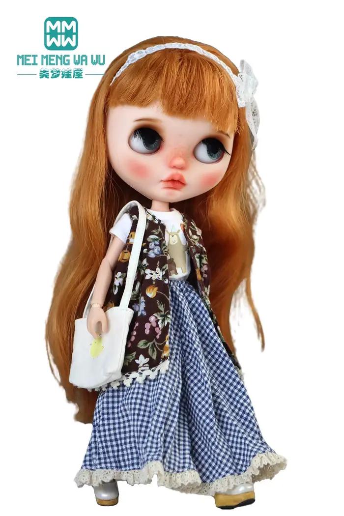 Blyth Azone OB22 OB24 – vêtements de poupée, mode, jupe à carreaux, T-Shirt, cadeau pour fille