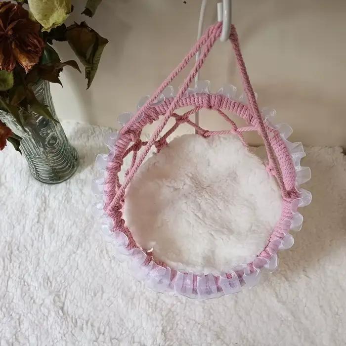 Chaise suspendue en coton pour poupée, chaise tissée à la main, 20cm