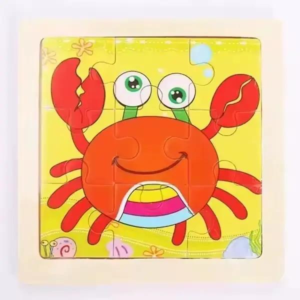 Puzzle en bois d'animal de dessin animé 15x11cm, Puzzle d'intelligence en bois, jouets éducatifs d'a