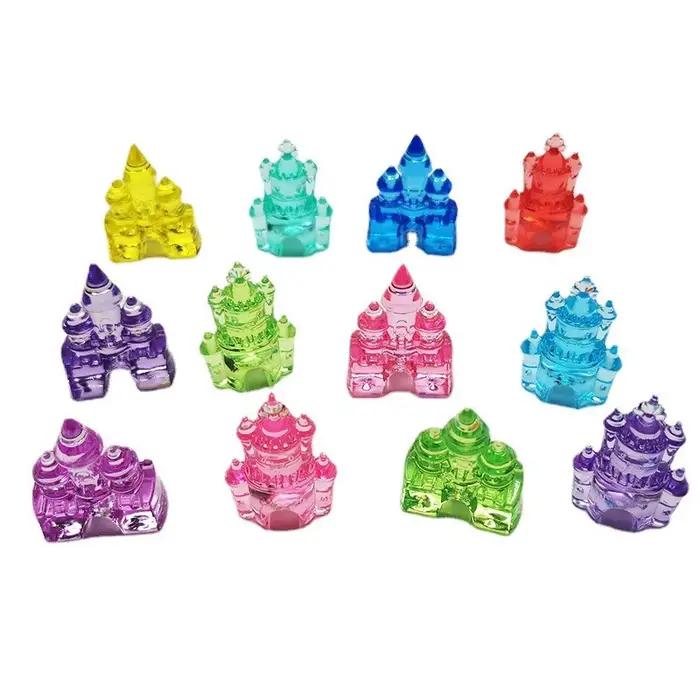 Modèle de château coloré en acrylique, 10 pièces/ensemble 43x32x12mm, accessoires pour maison de jeu