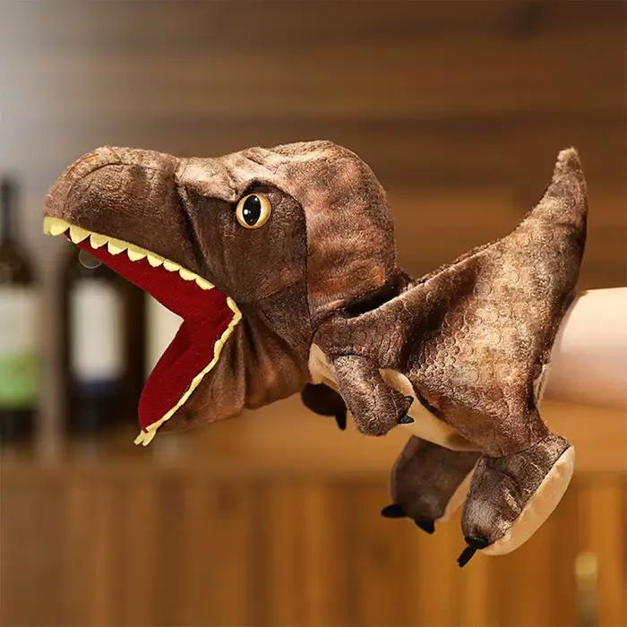 Marionnette à main de dinosaure en peluche pour animal de compagnie, jouet coule pour chien et chat,