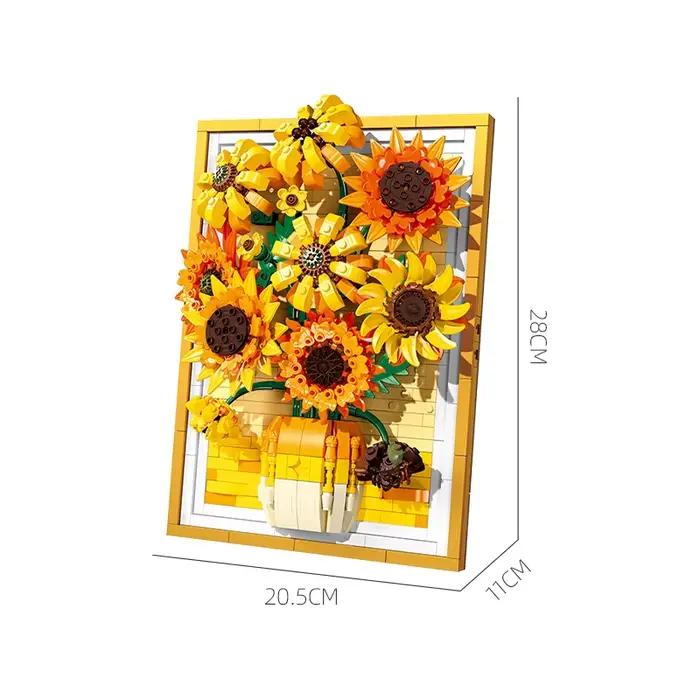 Van Gogh tournesols 3D bricolage cadre de Puzzle blocs de construction Kit pour adultes, 1011 pièces
