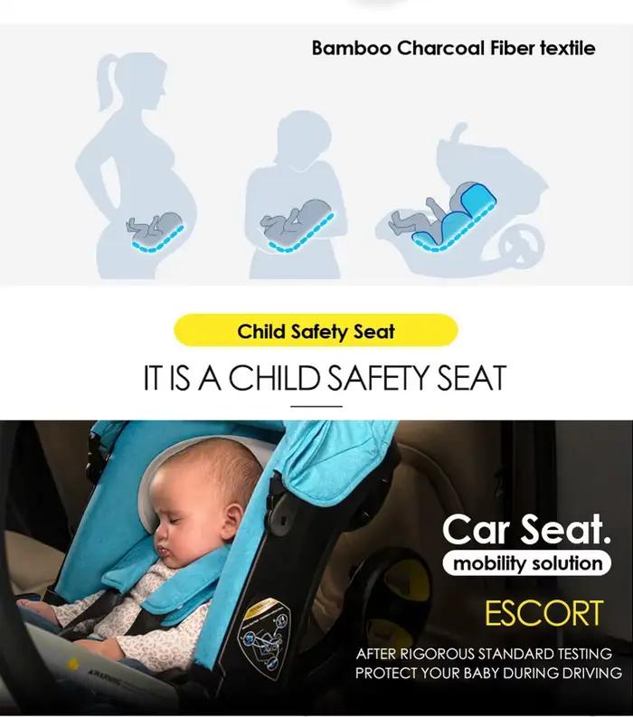 Poussette 4 en 1 pour bébé, chariot de sécurité, pliable, léger, multifonctionnel, système de voyage