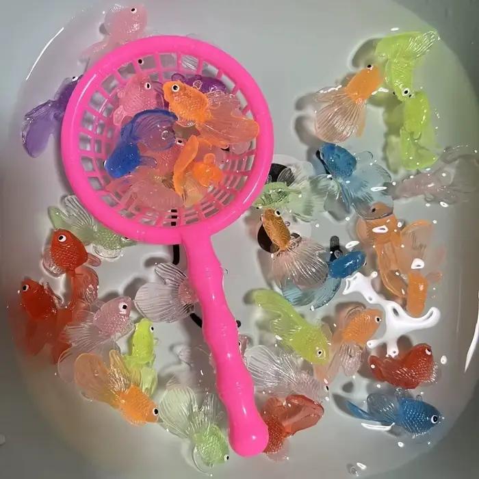Enfants 10 pièces/ensemble Kawaii Simulation poisson rouge en caoutchouc bébé bain jeux d'eau jouets