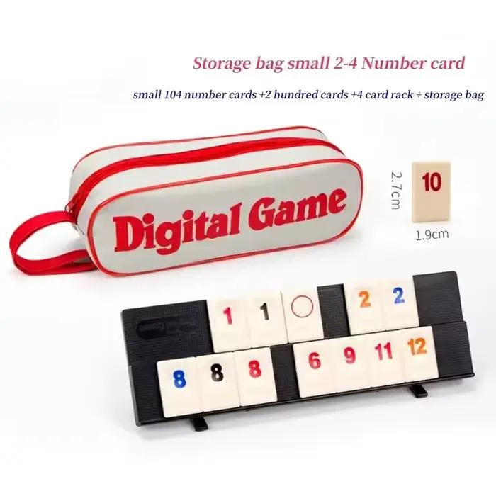 Jeu de Rummy Cube avec 4 supports, ensemble de jeu de Rummy Cube de 106 tuiles avec étui portable, j