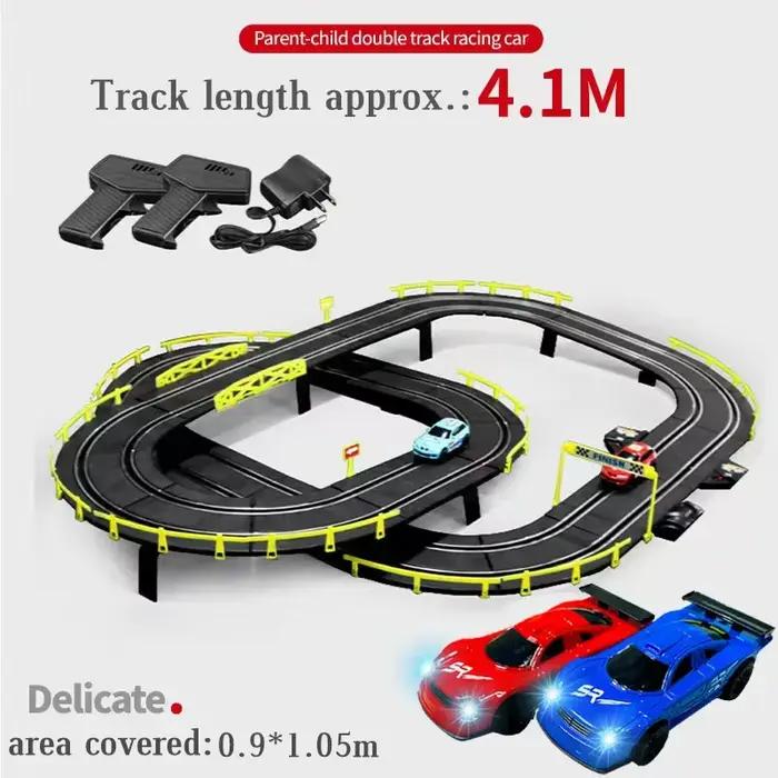 Voiture électrique sur rail 1:43, jouet de course sur circuit à double télécommande, circuit de cour