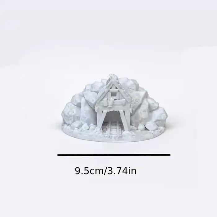 Terrain de mine détruite imprimé en 3D, entrées de mine en ruine, décorations de terrain de jeu de g