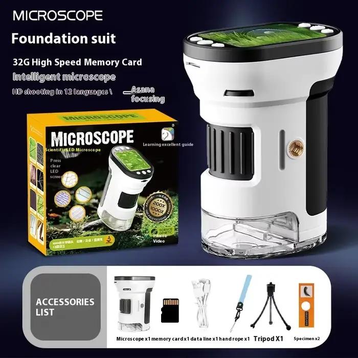 Kit biologique de Microscope pour enfants, loupe 1000x 200 mégapixels avec fonction Photo et vidéo L