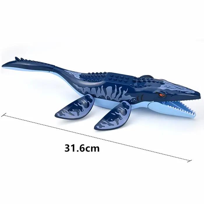 Briques de construction éducatives DIY : Grandes figurines de Mosasaurus, monstres marins, animaux, 
