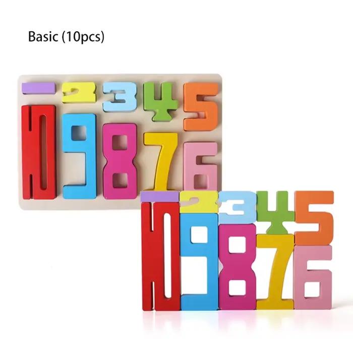 Blocs numériques éducatifs en bois, puzzles créatifs, jouets empilables, combustion du cerveau amusa
