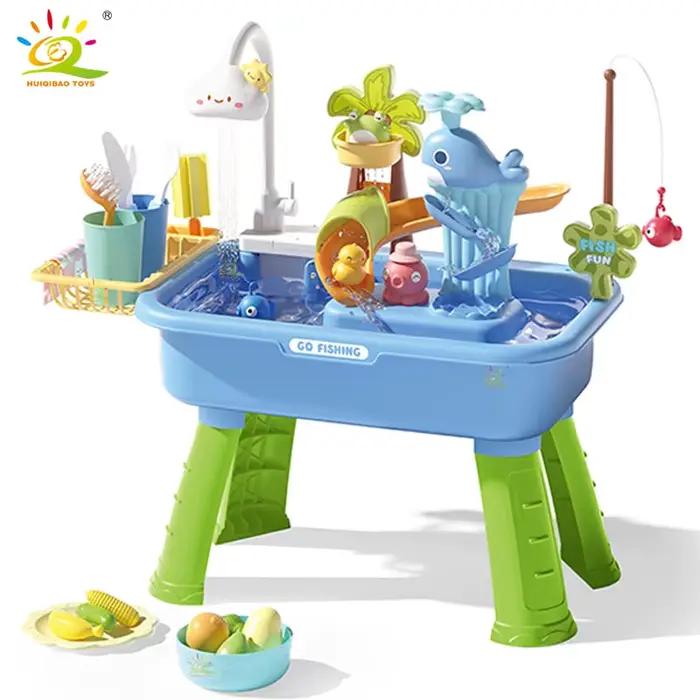 Jouets de cuisine pour enfants, jeu d'eau amusant électrique, lavabo d'eau, pêche, vaisselle, jeu de