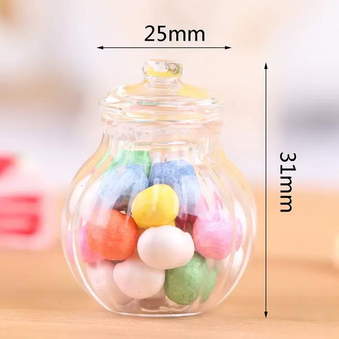 Mini bouteille ronde en verre pour maison de poupée 1:12, modèle de bonbonnière, 1 pièce